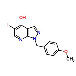 5-Iodo-1-(4-methoxybenzyl)-1H-pyrazolo[3,4-b]pyridin-4-ol结构式