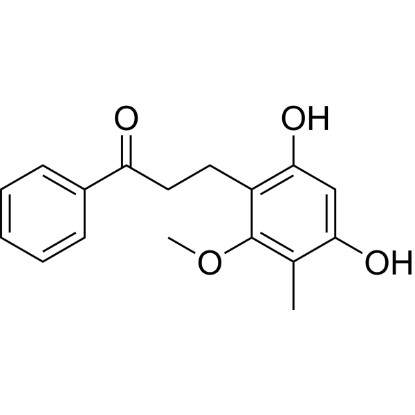 α,β-Dihydro-4,6-dihydroxy-2-methoxy-3-methylchalcone结构式