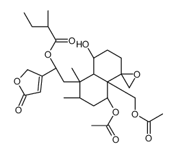 [(1S)-2-[(1S,2R,4S,4aR,8R,8aR)-4-acetyloxy-4a-(acetyloxymethyl)-8-hydroxy-1,2-dimethylspiro[3,4,6,7,8,8a-hexahydro-2H-naphthalene-5,2'-oxirane]-1-yl]-1-(5-oxo-2H-furan-3-yl)ethyl] (2S)-2-methylbutanoate结构式