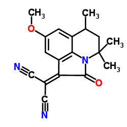 (8-Methoxy-4,4,6-trimethyl-2-oxo-5,6-dihydro-4H-pyrrolo-[3,2,1-ij]quinolin-1(2H)-ylidene)malononi结构式