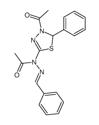 4-acetyl-2-(1'-acetyl-2'-benzylidene)hydrazino-5-phenyl-4,5-dihydro-1,3,4-thiadiazole结构式