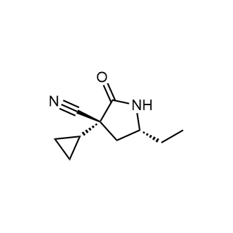(3R,5R)-3-环丙基-5-乙基-2-氧杂-吡咯烷-3-甲腈结构式