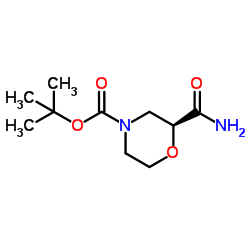 2-Methyl-2-propanyl (2S)-2-carbamoyl-4-morpholinecarboxylate Structure