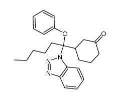 3-(1-(1H-benzo[d][1,2,3]triazol-1-yl)-1-phenoxyhexyl)cyclohexanone结构式