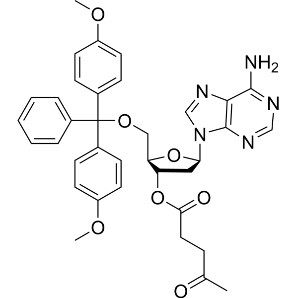 5’-O-(4,4’-Dimethoxytrityl)-3’-O-levulinyl-2’-deoxyadenosine Structure