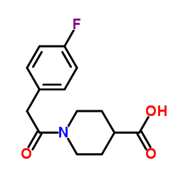 1-[(4-fluorophenyl)acetyl]piperidine-4-carboxylic acid structure