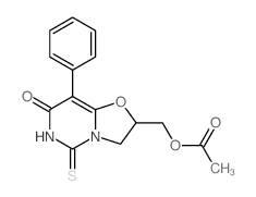 7H-Oxazolo[3,2-c]pyrimidin-7-one,2-[(acetyloxy)methyl]-2,3,5,6-tetrahydro-8-phenyl-5-thioxo-结构式