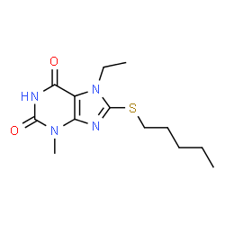 7-Ethyl-3-methyl-8-(pentylsulfanyl)-3,7-dihydro-1H-purine-2,6-dione structure