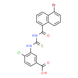3-[[[[(5-BROMO-1-NAPHTHALENYL)CARBONYL]AMINO]THIOXOMETHYL]AMINO]-4-CHLORO-BENZOIC ACID结构式