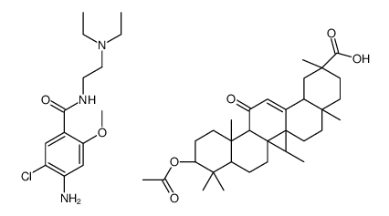(20β)-3β-acetoxy-11-oxoolean-12-en-29-oic acid, compound with 4-amino-5-chloro-N-[2-(diethylamino)ethyl]-o-anisamide (1:1)结构式