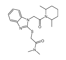 Acetamide, 2-[[1-[2-(2,6-dimethyl-1-piperidinyl)-2-oxoethyl]-1H-benzimidazol-2-yl]thio]-N,N-dimethyl- (9CI) structure