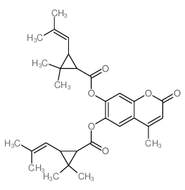 [6-[2,2-dimethyl-3-(2-methylprop-1-enyl)cyclopropanecarbonyl]oxy-4-methyl-2-oxo-chromen-7-yl] 2,2-dimethyl-3-(2-methylprop-1-enyl)cyclopropane-1-carboxylate Structure