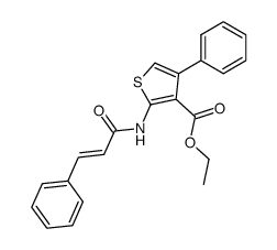 4-Phenyl-2-[(E)-(3-phenyl-acryloyl)amino]-thiophene-3-carboxylic acid ethyl ester结构式