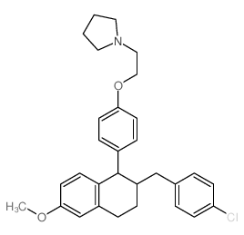 Pyrrolidine,1-[2-[4-[2-[(4-chlorophenyl)methyl]-1,2,3,4-tetrahydro-6-methoxy-1-naphthalenyl]phenoxy]ethyl]- Structure