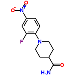 1-(2-Fluoro-4-nitrophenyl)-4-piperidinecarboxamide结构式