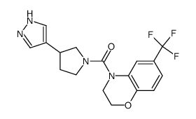 [3-(1H-Pyrazol-4-yl)pyrrolidin-1-yl](6-trifluoromethyl-2,3-dihydrobenzo[1,4]oxazin-4-yl)methanone结构式