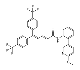 (E)-N-[2-(6-methoxypyridin-3-yl)phenyl]-5,5-bis[4-(trifluoromethyl)phenyl]-2,4-pentadienamide结构式