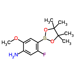 5-Fluoro-2-methoxy-4-(4,4,5,5-tetramethyl-1,3,2-dioxaborolan-2-yl)aniline结构式