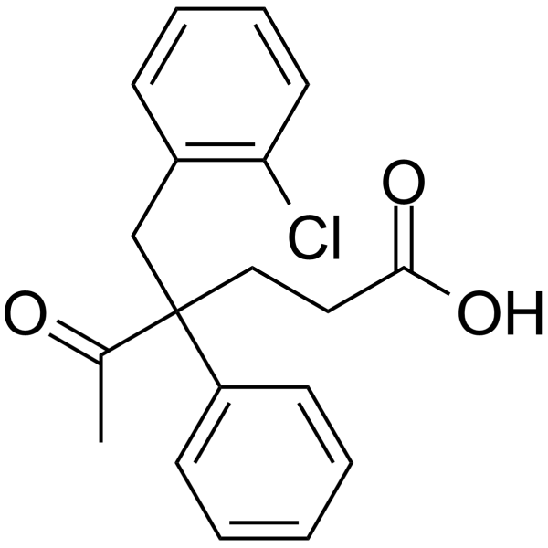 (-)-4-(2-Chlorobenzyl)-5-oxo-4-phenylhexanoic acid structure