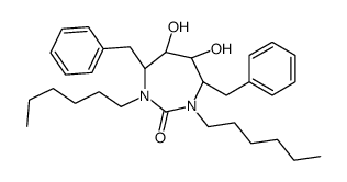 (4R,5S,6S,7R)-4,7-dibenzyl-1,3-dihexyl-5,6-dihydroxy-1,3-diazepan-2-on e结构式