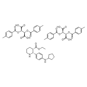 ethyl (2R,3S)-2-(4-(cyclopentylamino)phenyl)piperidine-3-carboxylate (2R,3R)-2,3-bis((4-methylbenzoyl)oxy)succinate structure