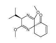 (2R,5S)-2,5-dihydro-3,6-dimethoxy-2-isopropylpyrazine-5-spiro-(3-cyclohexen-2-one)结构式