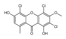 2,4,5-Trichloro-1,6-dihydroxy-3-methoxy-8-methyl-9H-xanthen-9-one结构式