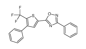 3-苯基-5-4-苯基-5-(三氟甲基)-2-噻吩-1,2,4-噁二唑结构式