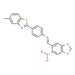 4-(5-methyl-1,3-benzothiazol-2-yl)-N-[(6-nitro-1,3-benzodioxol-5-yl)methylene]aniline结构式