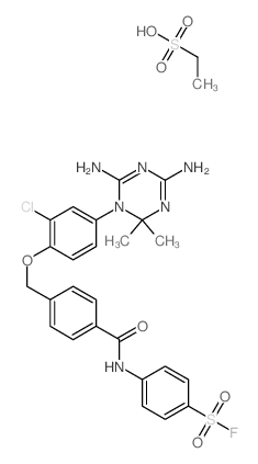 4-[[4-[[2-chloro-4-(4,6-diamino-2,2-dimethyl-1,3,5-triazin-1-yl)phenoxy]methyl]benzoyl]amino]benzenesulfonyl fluoride; ethanesulfonic acid structure