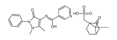 (7,7-dimethyl-3-oxo-4-bicyclo[2.2.1]heptanyl)methanesulfonic acid,N-(1,5-dimethyl-3-oxo-2-phenylpyrazol-4-yl)pyridine-3-carboxamide Structure