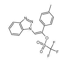 (E)-2-(1H-1,2,3-benzotriazol-1-yl)-1-(4-methylphenyl)ethenyl trifluoromethanesulfonate结构式