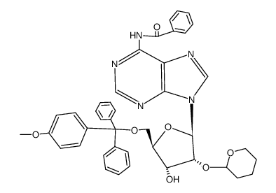 N6-benzoyl-O5'-(4-methoxy-trityl)-O2'-tetrahydropyran-2-yl-adenosine Structure