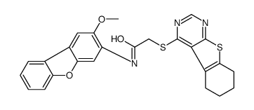Acetamide, N-(2-methoxy-3-dibenzofuranyl)-2-[(5,6,7,8-tetrahydro[1]benzothieno[2,3-d]pyrimidin-4-yl)thio]- (9CI)结构式