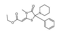 ethyl 2-(3-methyl-4-oxo-5-phenyl-5-piperidin-1-yl-1,3-thiazolidin-2-ylidene)acetate结构式