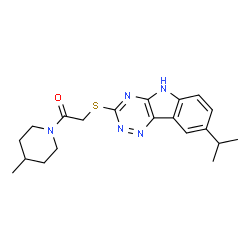 Piperidine, 4-methyl-1-[[[8-(1-methylethyl)-2H-1,2,4-triazino[5,6-b]indol-3-yl]thio]acetyl]- (9CI) structure