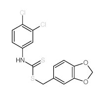 Carbamodithioic acid, (3,4-dichlorophenyl)-, 1, 3-benzodioxol-5-ylmethyl ester Structure