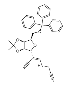 3-((cyanomethyl)amino)-2-((3aS,6R,6aR)-2,2-dimethyl-6-((trityloxy)methyl)tetrahydrofuro[3,4-d][1,3]dioxol-4-yl)acrylonitrile Structure