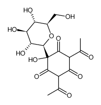 2,6-diacetyl-4-C-(β-D-glucopyranosyl)-4-hydroxycyclohexane-1,3,5-trione结构式