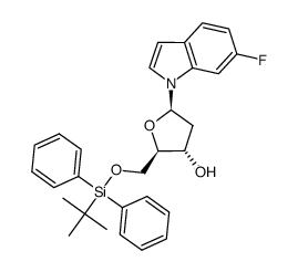 1-(2'-deoxy-5'-O-tert-butyldiphenylsilyl-β-D-erythro-pentofuranosyl)-6-fluoroindole Structure