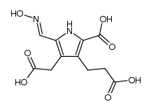 3-(2-carboxy-ethyl)-4-carboxymethyl-5-(hydroxyimino-methyl)-pyrrole-2-carboxylic acid结构式