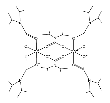bis-μ-(diisopropylcarbamato-O,O')-bis(diisopropylcarbamato-O)bis(diisopropylcarbamato-O,O')divanadium Structure