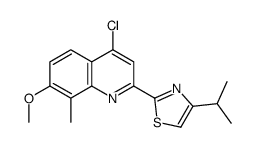 Quinoline, 4-chloro-7-methoxy-8-methyl-2-[4-(1-methylethyl)-2-thiazolyl]- Structure
