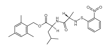 (S)-2,4,6-trimethylbenzyl 4-methyl-2-((S)-2-(((2-nitrophenyl)thio)amino)propanamido)pentanoate结构式