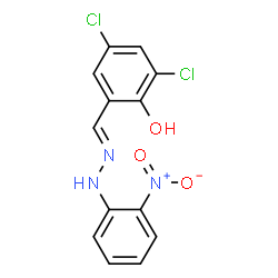 2,4-dichloro-6-[2-(2-nitrophenyl)carbonohydrazonoyl]phenol structure