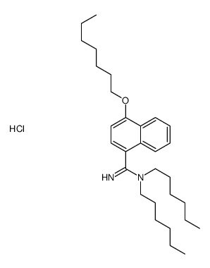 (4-heptoxynaphthalene-1-carboximidoyl)-dihexylazanium,chloride Structure