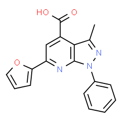 6-(2-Furyl)-3-methyl-1-phenyl-1H-pyrazolo[3,4-b]pyridine-4-carboxylic acid structure