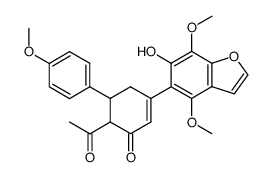 6-acetyl-3-(6-hydroxy-4,7-dimethoxy-benzofuran-5-yl)-5-(4-methoxy-phenyl)-cyclohex-2-enone Structure