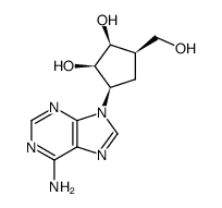 (+/-)-9-<2α,3α-dihydroxy-4α-(hydroxymethyl)cyclopent-1α-yl>adenine结构式