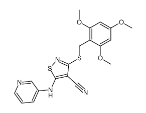 5-(pyridin-3-ylamino)-3-((2,4,6-trimethoxybenzyl)thio)isothiazole-4-carbonitrile Structure